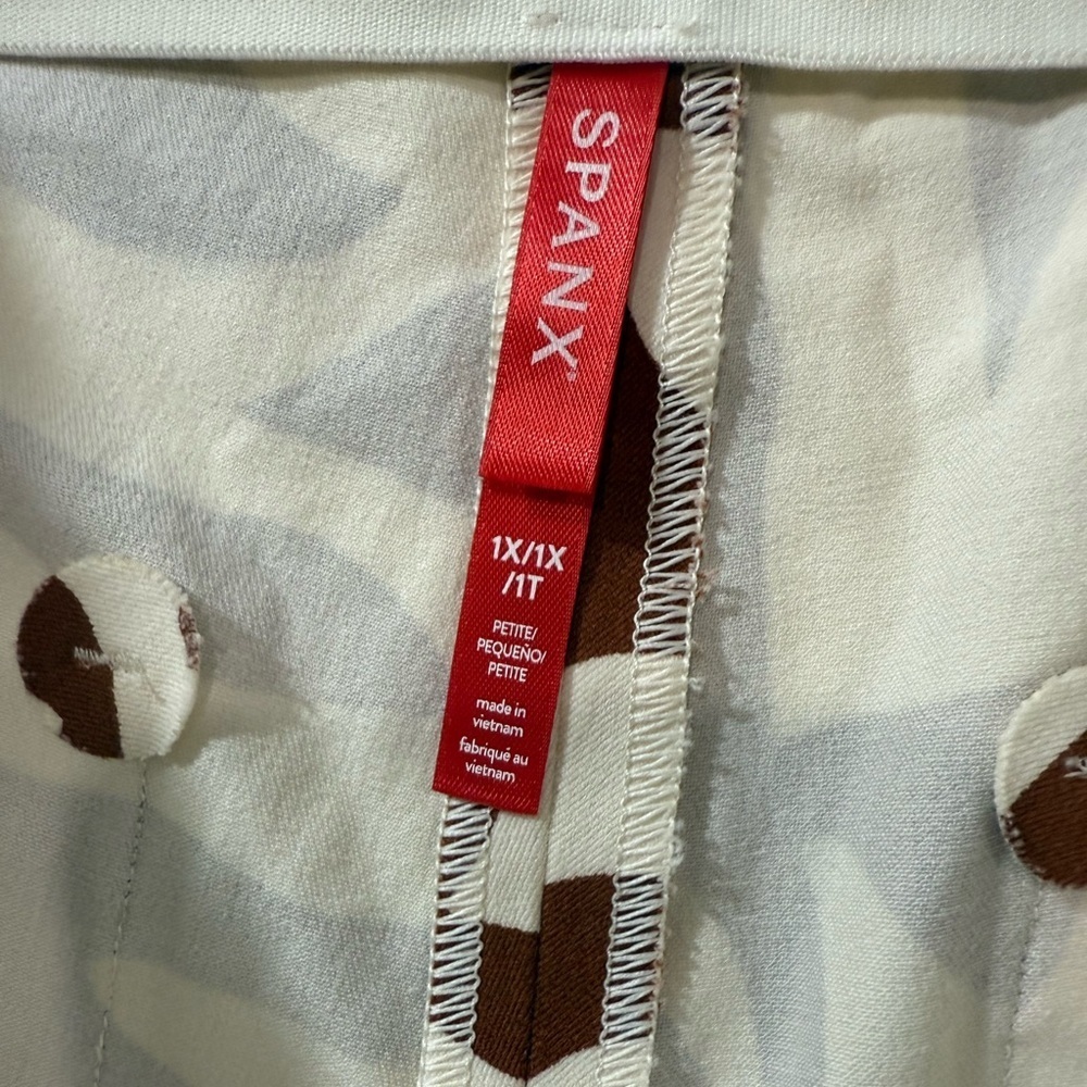SPANX‎ Pants Animal Print Pull On Cropped Elastic Waistband Brown White Size 1XP - Picture 4 of 11